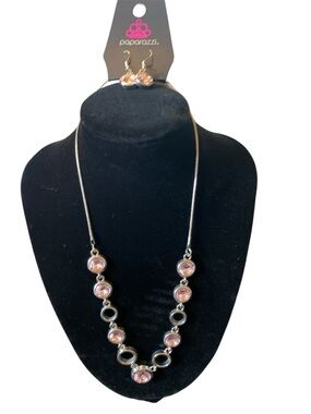 paparazzi Silver-Tone Necklace with Pink Glass Orb Accents